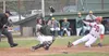 Mat-Su Miners catcher Blake Balsz forces out Cole Wilson of the Peninsula Oilers on Thursday, June 20, 2024, at Coral Seymour Memorial Park in Kenai. Jeff Helminiak/Peninsula Clarion