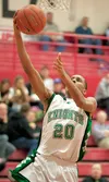 Colony junior forward Antonio Bush takes a shot during the Doc Larson’s Roundball Classic at Wasilla High earlier this season. ROBERT DeBERRY/Frontiersman.com