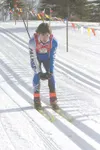 Palmer senior Ryan Cunningham cruises down a hill Saturday
during the ASAA Alaska Nordic Ski Championships at Kincaid Park in
Anchorage. The Palmer boys placed eighth in the relay event. MATT