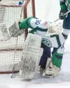 Alaska Avalanche goalie Landon Peterson protects the net during
a recent game at the Palmer Ice Arena. Peterson made 36 saves
Saturday against the Fairbanks Ice Dogs in Fairbanks. (ROBERT
DeB