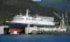 The Alaska Marine Highway System ferry Columbia is seen in drydock on Monday, Sept. 12, 2022 in Ketchikan, Alaska. James Brooks/Alaska Beacon