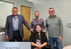 (Left to right) Bryan Brandenburg, Executive Director of AARS, Alex S, graduate and now staff member, Wilma Leavett, administration, and JJ Harrier, Director of Development, Marketing, and Co