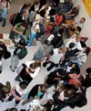 Wasilla High school has 152 more students than projected for the
year. This has resulted in crowded classrooms, shared lockers and
three more teachers added to the faculty. Photo by JEN
RANSO
