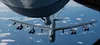 A U.S. Air Force B-52H Stratofortress, assigned to the 69th Expeditionary Bomb Squadron, deployed from Minot Air Force Base, North Dakota, receives fuel from a U.S. Air Force KC-135 Stratotan