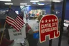 Voters line up on Tuesday, March 5, 2024, during Alaska's Republican Presidential Preference Poll. James Brooks/Alaska Beacon