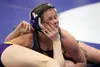 Palmer senior Trinity Pendergrass works to pin Lathrop's Kierstyn Bockert during the 119-pound final of the Lancer Smith Memorial. Jeremiah Bartz/Frontiersman