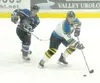 JEREMIAH BARTZ/Frontiersman Alaska forward Jason Cohen skates
the puck down the ice during the third period of the Avs’ 3-2 win
over Wenatchee on Wednesday.