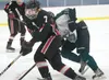 Houston senior Jon Lovelace controls the puck during a Friday game against the Colony Knights at the Curtis C. Menard II Memorial Ice Arena in Wasilla. ROBERT DeBERRY/Frontiersman.com