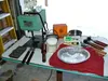 A lead alloy thermometer sits on top of the bullet casting furnace.  These and the other items pictured make casting accurate lead bullets easier and more enjoyable.  Howard Delo/For the Fron