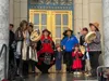 A dance group sings in a presentation by the Alaska Native Heritage Center and Native Movement at the state Capitol on Feb. 5, 2024. Claire Stremple/Alaska Beacon