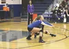 Palmer senior Mariah McNamara collects one of her dozen digs during a 3-1 win over Kodiak in the Northern Lights Conference Championships semifinals Nov. 7 at Palmer High. Jeremiah Bartz/Fron