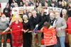 Governor Mike Dunleavy, MSB Mayor Edna DeVries, Houston Junior/Senior High Principal Ben Howard, and other guests lank the seniors class of 2023 as the ribbon was cut, officially opening the 