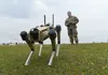 Master Sgt. Krystoffer Miller, 325th Security Forces Squadron operations support superintendent, employs a Ghost Robotics built Quad-legged Unmanned Ground Vehicle at Tyndall Air Force Base, 