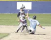 Alaska Road Warriors infielder Mitchell Chauvin tries to tag Strongsville’s Trevor Ray out at second base during a loss to the Dirtbags Friday on the second day of the Todd Ryan Memorial tour