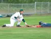 ROBERT DeBERRY/Frontiersman Mat-Su infielder Reagan Moczygemba
tags an Athletes in Action runner as he slides into third base
during a win over the Fire last week. Moczygemba is hitting .382
