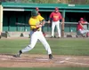 Gio Brusa swings on a pitch during the Miners win over the Fairbanks Goldpanners last week at Hermon Brothers Field in Palmer. ROBERT DeBERRY/Frontiersman.com