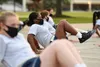 U.S. Air Force Basic Military Training trainee Chris-Ann Wilmoth, 37th Training Wing Detachment 5, Flight 564, participates in a physical training session at Keesler Air Force Base, Mississip