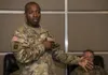 Lt. Gen. Bruce T. Crawford, the Army’s chief information officer/G-6, attends a working lunch during the Joint Warfighting Assessment on Joint Base Lewis-McChord, Wa., May 1, 2019. Crawford s
