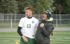 Colony senior captain Ben Atkinson and head coach Jeremy Johnson celebrate the Knights' 3-2 win over Dimond in the boys state soccer title match May 31 in Anchorage. The win marked Johnson's 