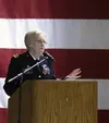 Then Army Maj. Gen. Laurie Hummel makes remarks during her January 2019 retirement ceremony as the adjutant general of the Alaska National Guard. Hummel recently took the reins as the Nationa