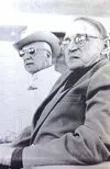 Frontiersman archivesC.W. ‘Jim’ Duley, left, was the first mayor of Houston. This picture of Duley and city trustee (founder) Dr. Calvin Hartman printed on Aug. 18, 1984, the first Houston Fo