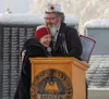 AmVets Post 9 Commander Scott Montagne welcomes Mat-Su Borough Mayor Edna DeVries. J. David McChesney/Frontiersman