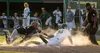 Mat-Su outfielder Mike Ferrara beat the throw to the plate and scored on a Kevin Nakamura sacrifice fly to give the Miners the 5-4 lead in the bottom of the eighth. Courtesy of Bryan Boyett