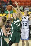 Colony senior Saige Stefanski goes to the basket during a 44-35 win over the Soldotna Stars in the first round of the ASAA/First National Bank 4A State Basketball Championships in March at Su