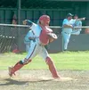 Alaska Road Warrior catcher Shane Colgrove fires a throw to
second base during the Warriors' 7-6 win over Fairbanks on Sunday.
Photo by JEREMIAH BARTZ/ Frontiersman.
