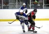 Palmer's Elijah VonGunten and Houston's Andrey Ruetov skate toward the puck during a recent game. Houston and Palmer are the top two seeds in the Division II state hockey tournament, which st