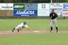 Mat-Su's Garrison Schwartz tries to reach back to second after sliding by the bag. Schwartz was tagged out on the slide late during a 6-5 loss to the Anchorage Bucs Wednesday, July 27, 2016, 
