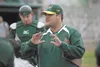 Mat-Su Miners head coach Chris Gordon talks to the team during a team practice early in the season. Gordon coached in his final game of the season with the Miners Wednesday. ROBERT DeBERRY/Fr