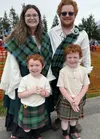 The Pass Family from Kenai show off their matching kilts. Pictured are parents Jacob and Ashley with sons Elijah and Ezekial. Katie Stavick/Frontiersman
