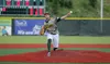 Mat-Su Miners lefthander Calvin LeBrun fires a pitching during his first start of the season, a win over Chugiak-Eagle River June 8 in Chugiak. LeBrun is back for his second season with the M