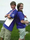 Photo courtesy of VICKY NAEGELE Tillermann Kroon and Lexie Krell
pose with the fruits of their labors, bronze medals from the
Science Olympiad national competition in Pennsylvania and
congrat