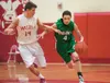 Wasilla's Dane Kuiper puts pressure on Colony's Damien Fulp during the Warrior's win over the Knights last weekend. Robert DeBerry