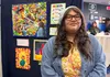 Palmer senior Leilami Barber stands with her work during the annual Palmer High IB Art Show. Jeremiah Bartz/Frontiersman