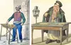 Illustrations of Italian pizzaiolos from the 1800s.