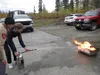 Grace Lang learns to use a fire extinguisher during the 2024 Mat-Su Emergency Preparedness Expo. Jewel Gardner/Alaska Safe Riders