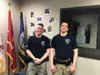 {span}U.S. Air Force Staff Sgt. Jacob Sleik (right), and Senior Airman Joshua Worley, 673d Security Forces Squadron patrolmen, pose for a photo at Anchorage Police Department Officer’s Academ