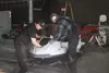 Jeff “JB” Bye, right, and David McDonough at Hylite Fabrication work on one of four AlumaSkis to go on tour in the Lower 48 next month. Caitlin Skvorc