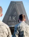 U.S. Airmen with the 673d Communications Squadron attend a 90th Fighter Squadron immersion at Joint Base Elmendorf-Richardson, Alaska, Sept. 29, 2020. The tour provided the Airmen with a behi