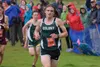 Colony sophomore Gavin Block sprints the final stretch of the varsity boys 5-kilometer during Tsalteshi Invitational Aug 19 in Soldotna. Block finished seventh with a personal record time of 