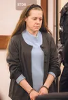 Lisa Donlon is led into Superior Court before Palmer District Attorney Roman Kalytiak gives his rebuttal to the defense’s closing arguments Thursday afternoon. ROBERT DeBERRY/Frontiersman.com