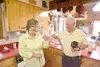 ROBERT DeBERRY/Frontiersman Gov. Sarah Palin's parents, Chuck
and Sally Heath, joke with each other in their Wasilla home Friday
afternoon after learning she will be John McCain's runningmate