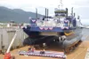 Photo courtesy Patty Sullivan/Mat-Su Borough The Mat-Su Borough
christened its new fast-moving, ice-breaking ferry Friday in
Ketchikan. The M/V Susitna is due to spend the winter in Ketchikan