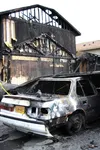 A four-plex apartment building on Beaver Avenue off Bogard Road in Wasilla caught fire and burned early Sunday morning. As many as three families were displaced and five vehicles were destroy