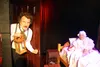 Ted Carney (left) as the crazed caretaker from the 'Tell Tale Heart.' The old man was replaced by and old woman for this play, played by Wendy Golter and Linda Frey (right). It's part of 'Nig
