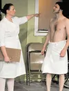 After betting with others in the ward that he could irritate
Nurse Ratched (played by Bianca Purcell) within a week, Randle
(played by Ted Carney) continues to push her buttons. (Photo by
Joy