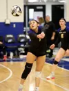 Susitna Valley's Lily Esmailka keeps play alive for the Rams during the 2A state volleyball tournament. Bruce Eggleston/matsusports.net